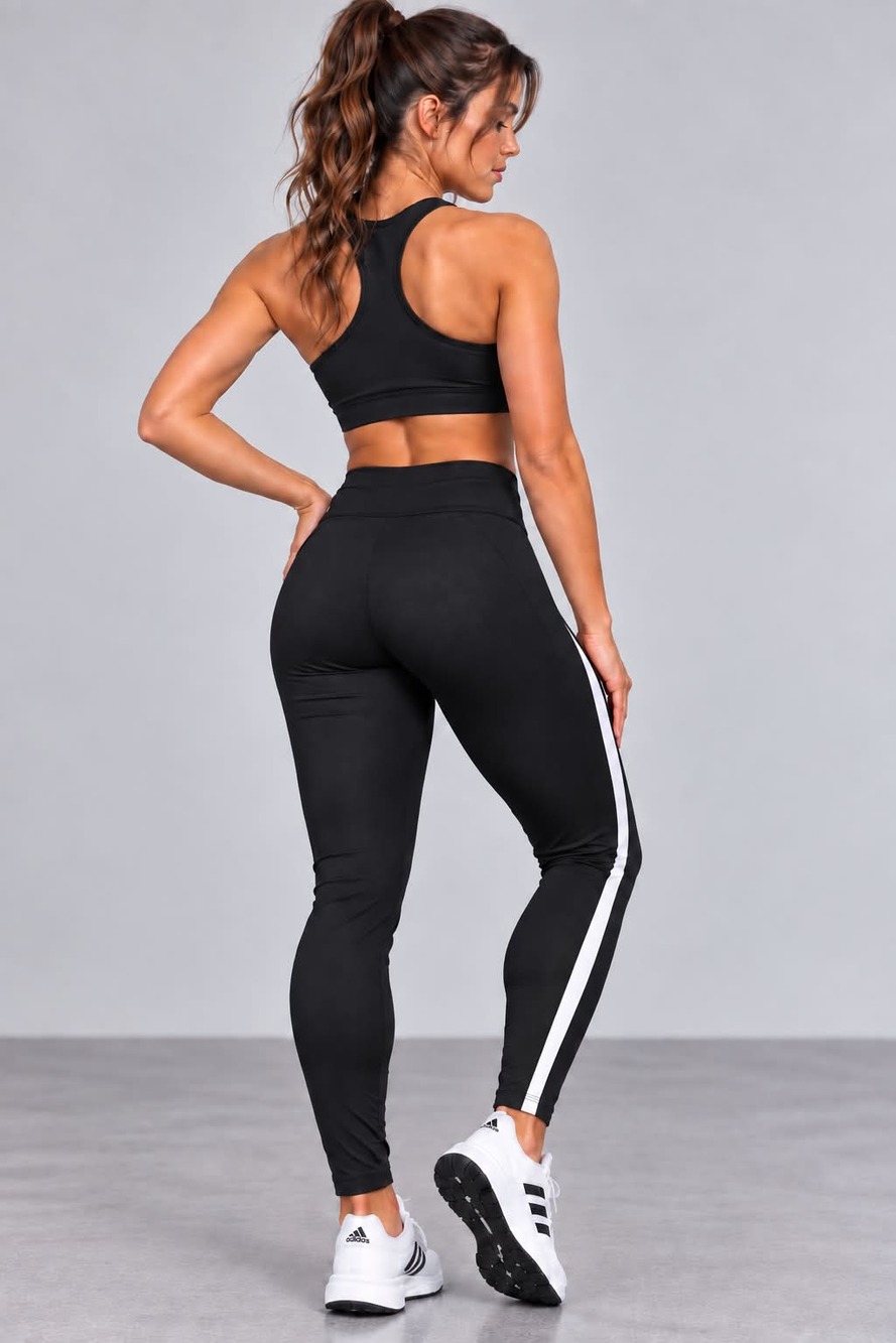 Adidas Climalite Women’s XL Black Athletic Leggings Logo Stripe
